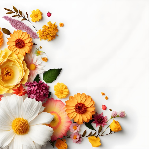 Top-view floral background photo with plenty of copy space, perfect for website backgrounds.