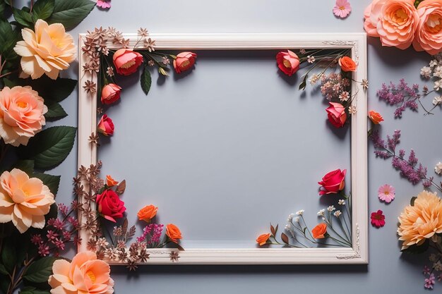 Top view floral frame with copyspace