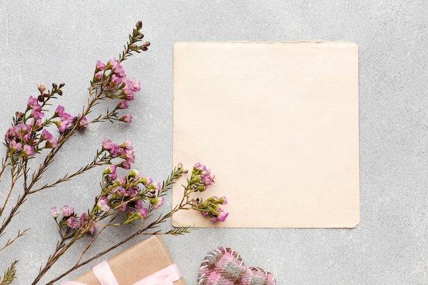 写真 トップビューの花の枝