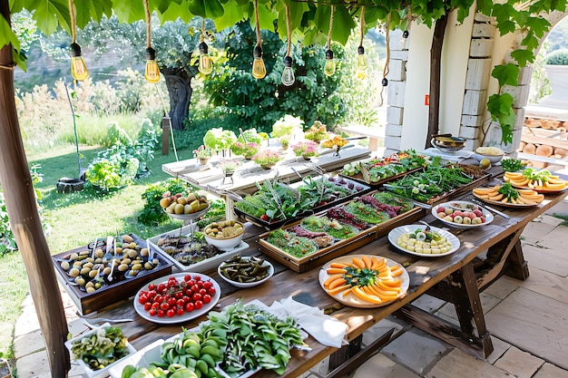 Top view over food banquet