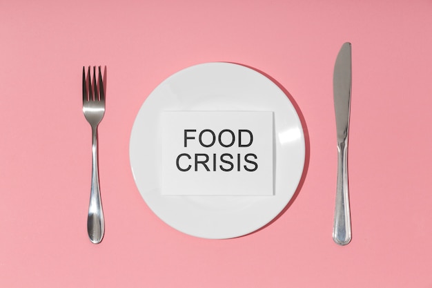 Photo top view food crisis concept with plate