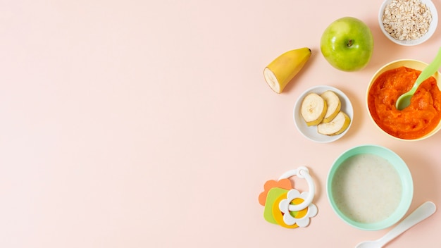 Photo top view food frame on pink background