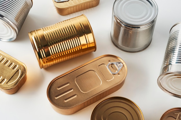 Top view food packaged in can