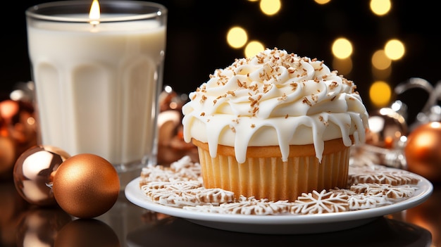 Top View Food Photograph One Single Delicious Cupcake