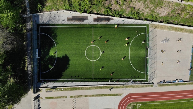 Top view of football field.