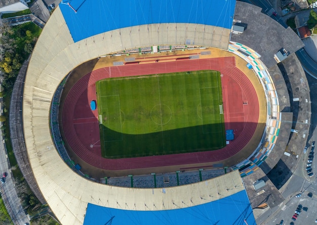 Top view of football soccer stadium