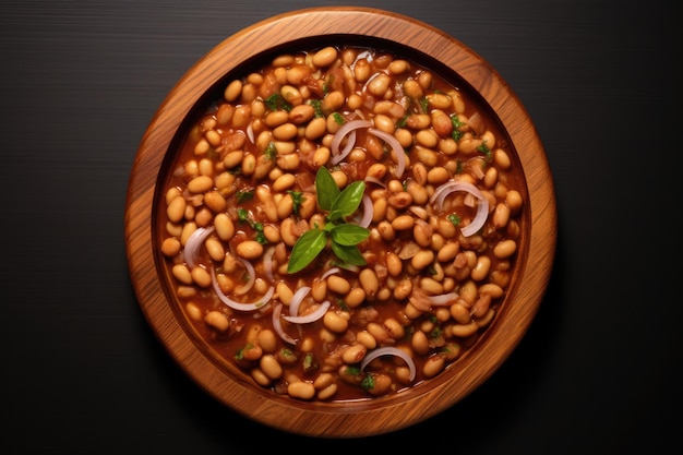 Top View Foul Medames On A Wooden Boardon White Background Top View Foul Medames Wooden Board Wh