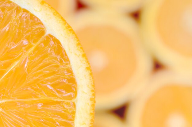 Top view of a fragment of the orange fruit slice