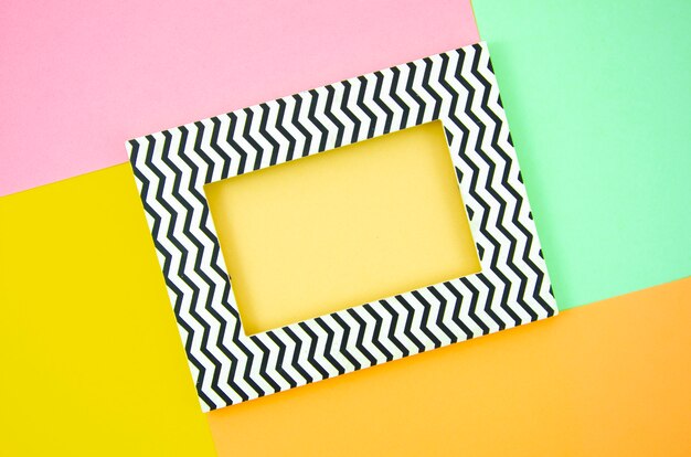 Photo top view frame on a pop pastel colors background