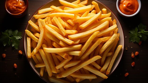 Top view of french fries