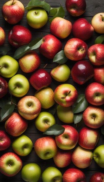 Top view fresh apples arrangement