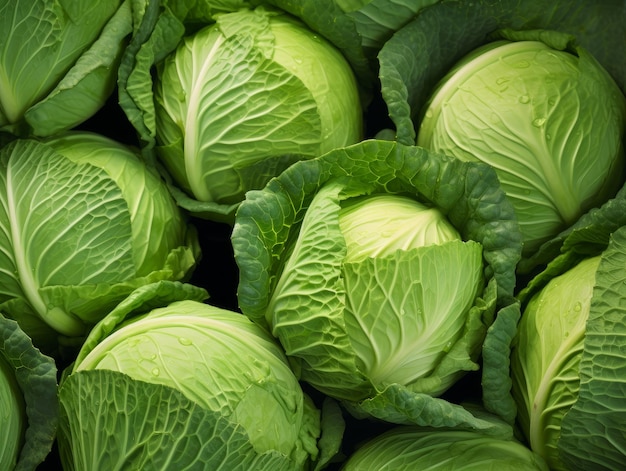 Top view of fresh cabbages