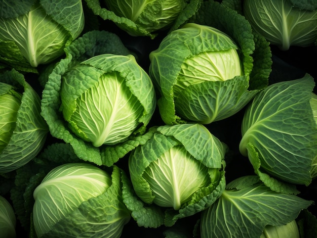 Top view of fresh cabbages