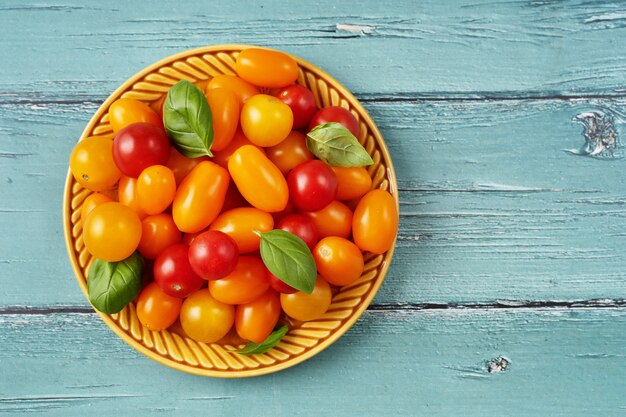 Top view of fresh cherry tomatoes