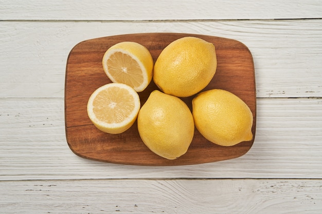 Top view of fresh cut lemons