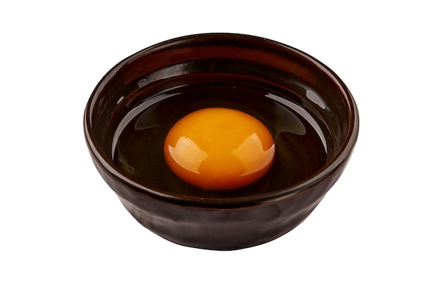 Top view of Fresh eggs in a black cup isolated on white background cooking preparation eggs are a very nutritious food It is the source of the best quality protein