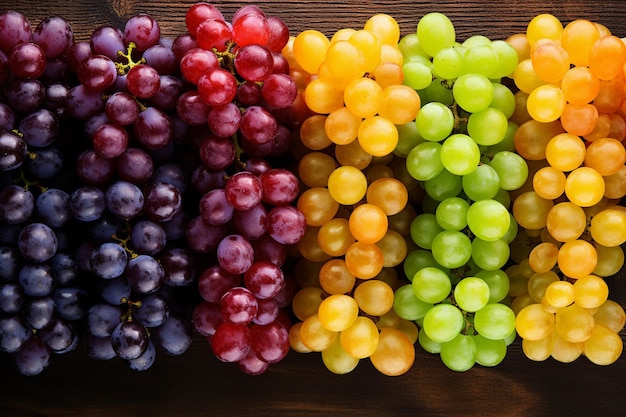 Top view of fresh grapes with plums on a white surface