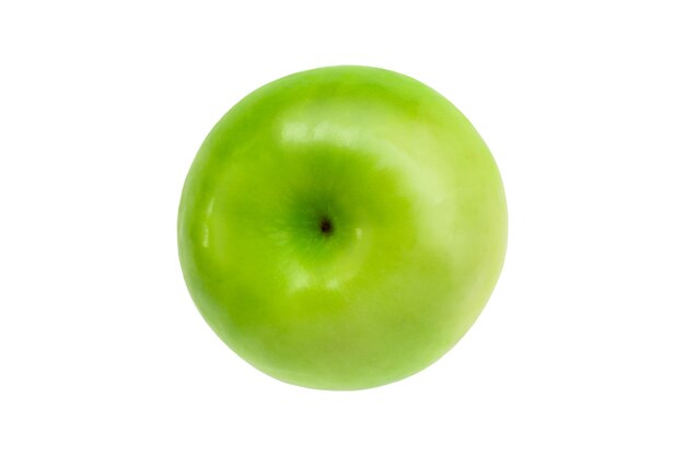 Top view fresh green apple isolated