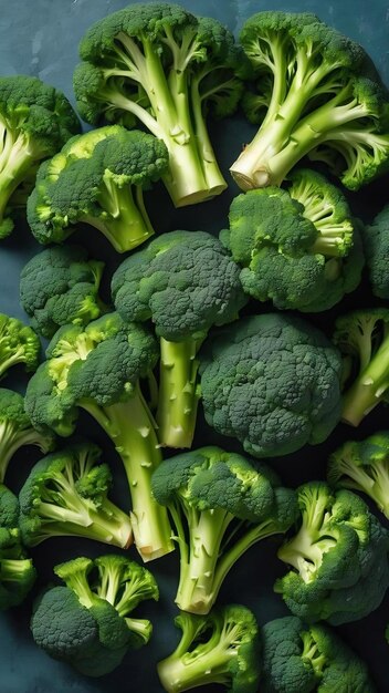 Top view fresh green broccoli vegetable on colored background broccoli cabbage head healthy or veget