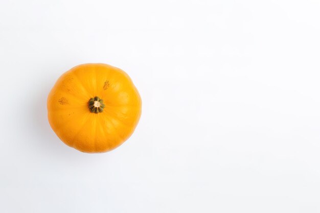 Top view of fresh orange pumpkin isolated on white background with copy space