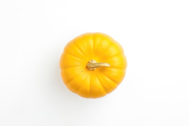Top view of fresh orange pumpkin isolated on white background