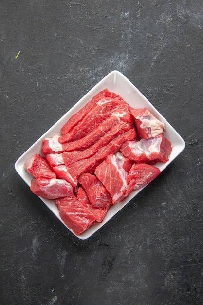 top view fresh sliced meat inside white package