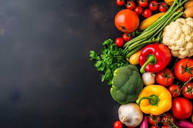 Photo top view of fresh vegetables on a white background