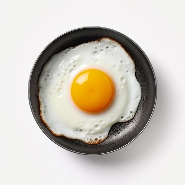 top view of fried egg isolated on transparent background