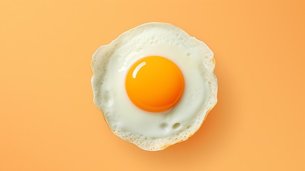 Top view of fried egg on pastel background illustration