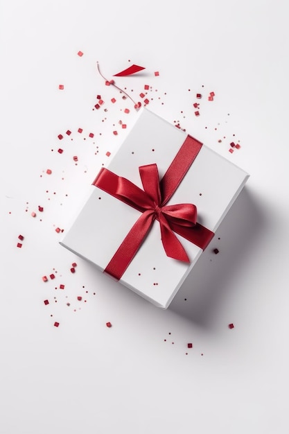 Top view gift box with isolated white background Generative AI