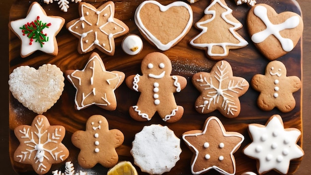 Top view of gingerbread cookies selection