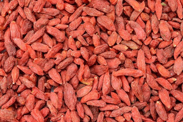 Top view of goji berries