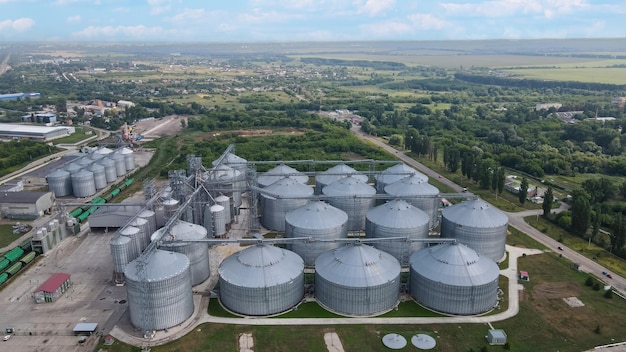 Top view of the grain storage elevator