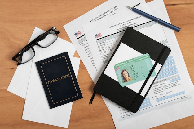 Top view over green card application