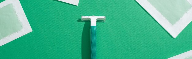 top view green disposable razor