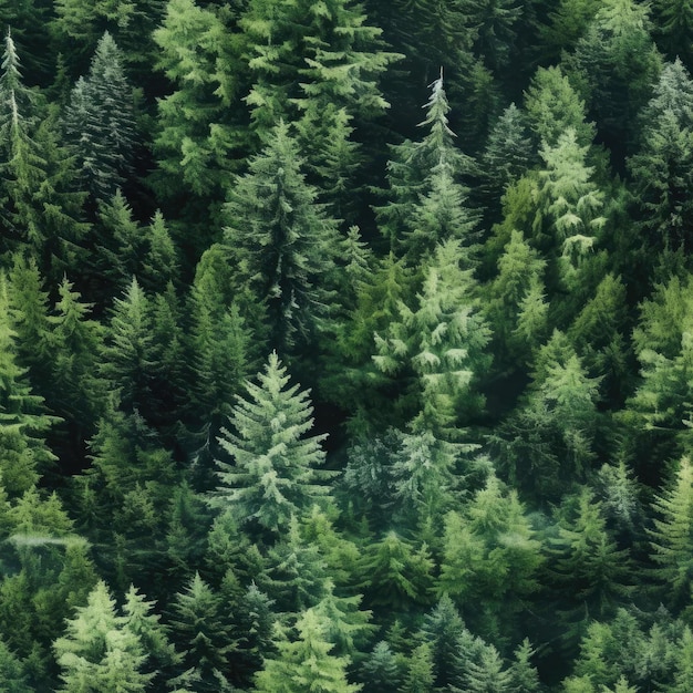 Top view of the green forest