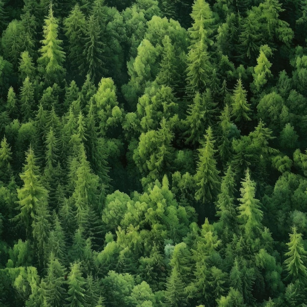 Top view of the green forest