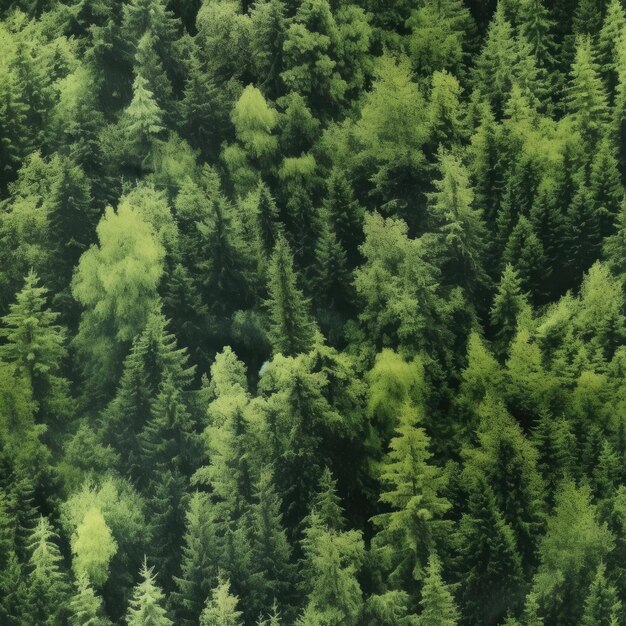 Top view of the green forest