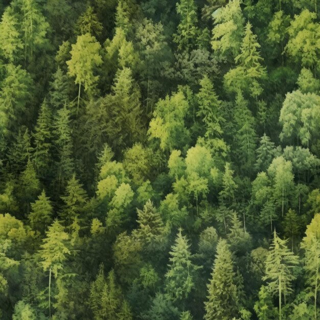 Top view of the green forest