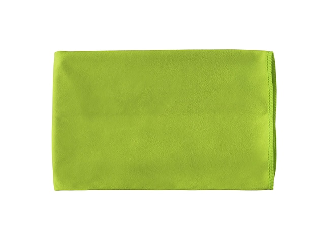 Top view of green microfiber towel for fitness yoga gym etc