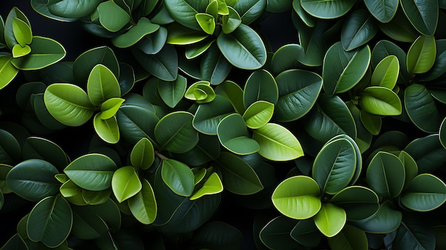 Top view green rubber plant nature landscape