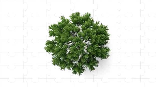 A top view of a green tree on a white background