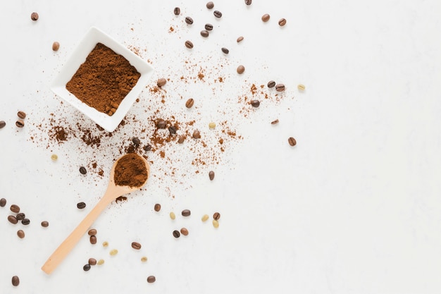 top view of grounded coffee