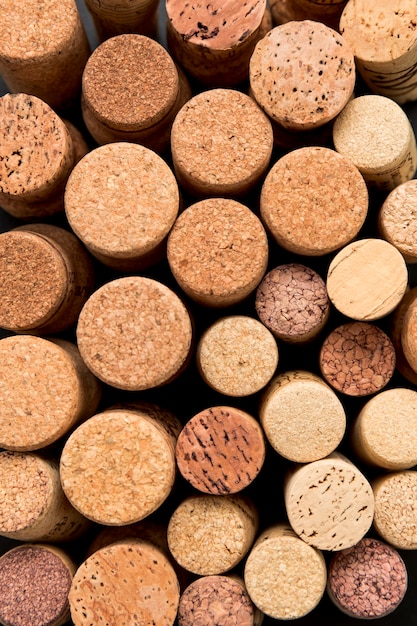 Top view group of corks