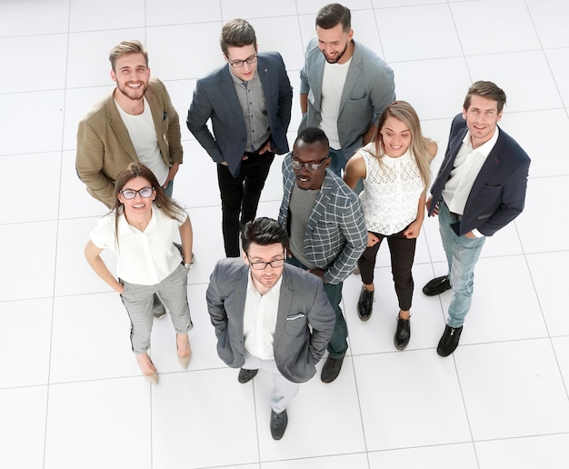 Top view a group of creative young people standing in the office