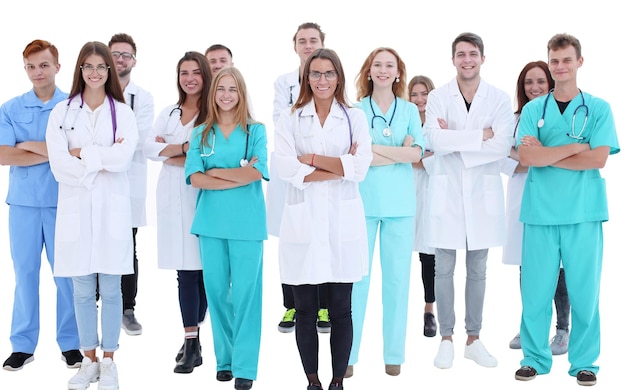 Top view a group of successful medical professionals looking at the camera