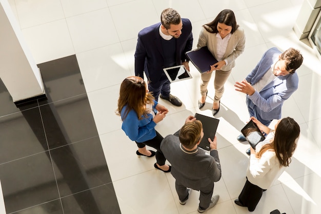 Top view of group young business people in the modern office