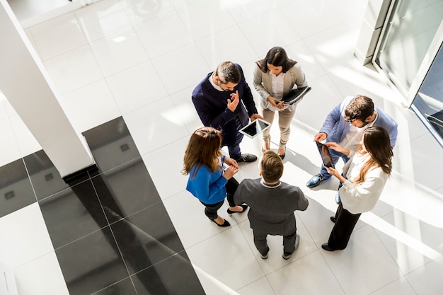 Top view of group young business people in the modern office