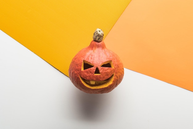 top view halloween pumpkin white