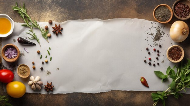 Top view of a healthy recipe on gray table